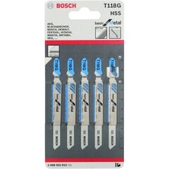 Лобзики по металлу Bosch T118G HSS, 5 шт. цена и информация | Механические инструменты | kaup24.ee