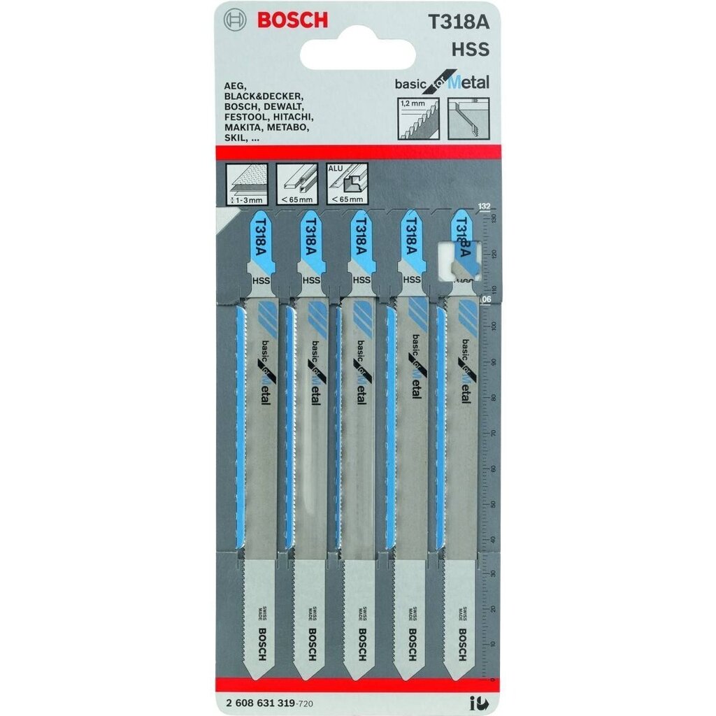 Tikksaeterad metallile Bosch T318A, 5 tk hind ja info | Käsitööriistad | kaup24.ee