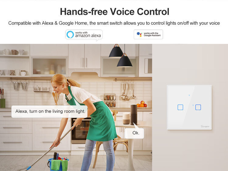 Nutikas puutetundlik lüliti Sonoff T2EU3C-TX, 3 kanalit, 600W/kanal, 230VAC, juhitav puutetundliku nupuga, rakendus, Wi-Fi, hääljuhtimise ja SONOFF puldiga (SONOFF pult ei kuulu komplekti) цена и информация | Valvesüsteemid, kontrollerid | kaup24.ee