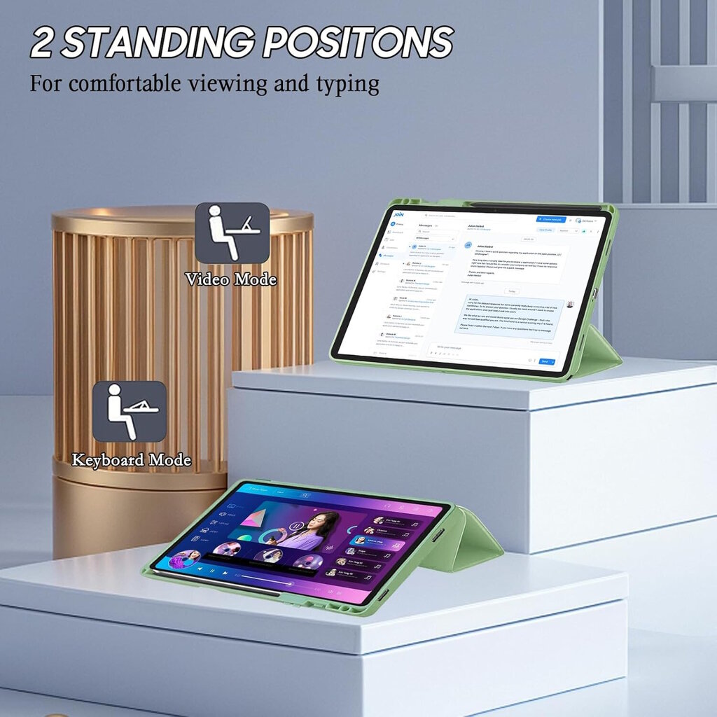 Connect Tri-Fold Stylus hoidja Stand Case Samsung Galaxy Tab A9 8.7'' X110 Wi-Fi / X115 LTE Roheline hind ja info | Tahvelarvuti kaaned ja kotid | kaup24.ee