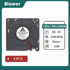 2TK Gdstime DC 5V USB ventilaator 5015 turbo radiaalventilaator 7530 harjadeta ruuteri jahuti 12032 kahe kuuliga 120 mm tööstusliku kaasaskantava puhuriga puupliidi ventilaatorid ja puhurid цена и информация | Пылесосы для сбора листьев, измельчители веток, очистители тротуарной плитки | kaup24.ee