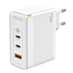 Jellico C118 GaN 100W PD Universaalne nutiseadmete ja sülearvuti laadija 2x USB-C / USB Valge hind ja info | Mobiiltelefonide laadijad | kaup24.ee