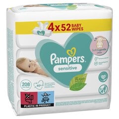 Салфетки Pampers Sensitive, 4x52 шт. цена и информация | Влажные салфетки | kaup24.ee