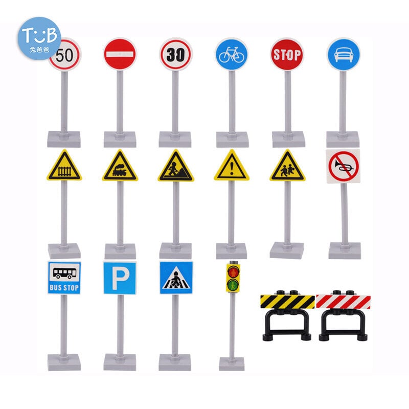 Väike ehitusplokk Moc tarvik Linnasõiduk Mootorratas Jalgratas Liiklusmärgid Valgus Mini Pusle Klotsid Lapsed Ise isetegemine beebikingitused Mänguasjad цена и информация | Mudelautode kollektsioneerimine | kaup24.ee