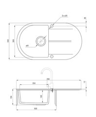 Deante granitinė virtuvinė plautuvė Deante Piva ZQI 211B, Graphite цена и информация | Раковины на кухню | kaup24.ee