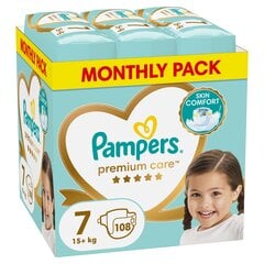 Одноразовые подгузники Pampers Premium Care 7 (15+ кг), 108 шт. цена и информация | Подгузники | kaup24.ee