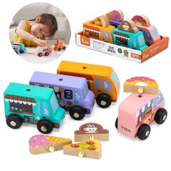 Puidust autokomplekt lastele Viga Toys L-44661 4 tk. hind ja info | Arendavad mänguasjad | kaup24.ee