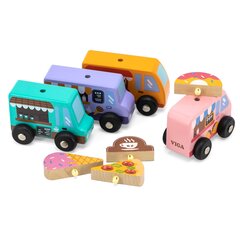 Puidust autokomplekt lastele Viga Toys L-44661 4 tk. hind ja info | Arendavad mänguasjad | kaup24.ee