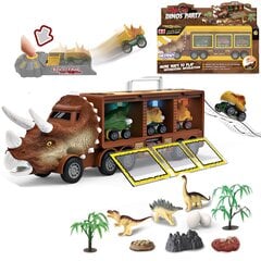 Dinosauruse veoauto kanderaketi ja mänguautodega Woopie L-43018 цена и информация | Игрушки для мальчиков | kaup24.ee