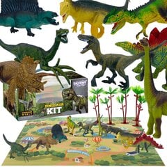 Dinosauruste figuuride komplekt koos matiga Woopie L-51206 16 tk. hind ja info | Poiste mänguasjad | kaup24.ee