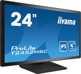 iiyama monitor ProLite T2452MSC-B1 23.8" Full HD LCD puutetundlik ekraan, must цена и информация | Мониторы | kaup24.ee