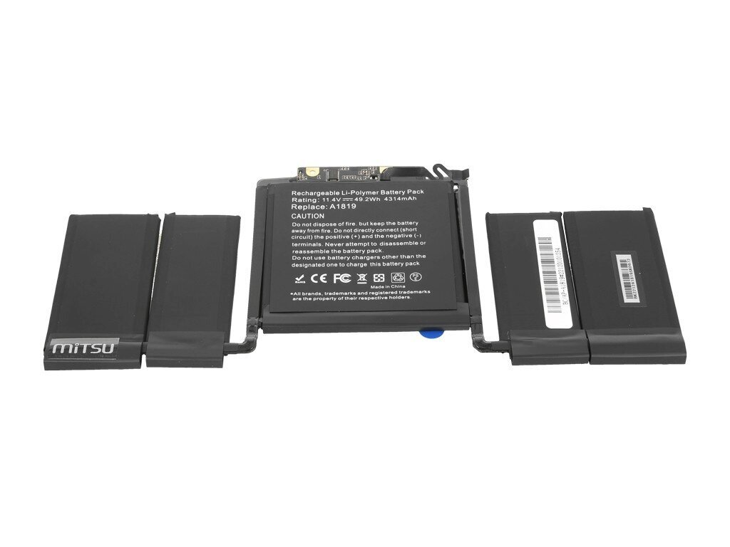 Mitsu sülearvuti aku Mitsu MacBook Pro13 a1819 a1706 4314mAh hind ja info | Sülearvuti tarvikud | kaup24.ee