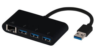 Адаптер VIVANCO USB A network adapter + HUB, 3x USB A, RJ 45 цена и информация | Адаптеры и USB-hub | kaup24.ee