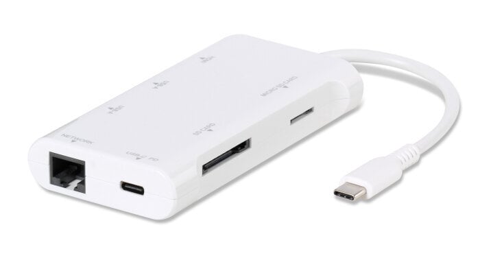 Adapter VIVANCO USB C - SD / Micro SD / USB C / 2x USB A / HDMI / RJ45, 0.1 m цена и информация | USB jagajad, adapterid | kaup24.ee