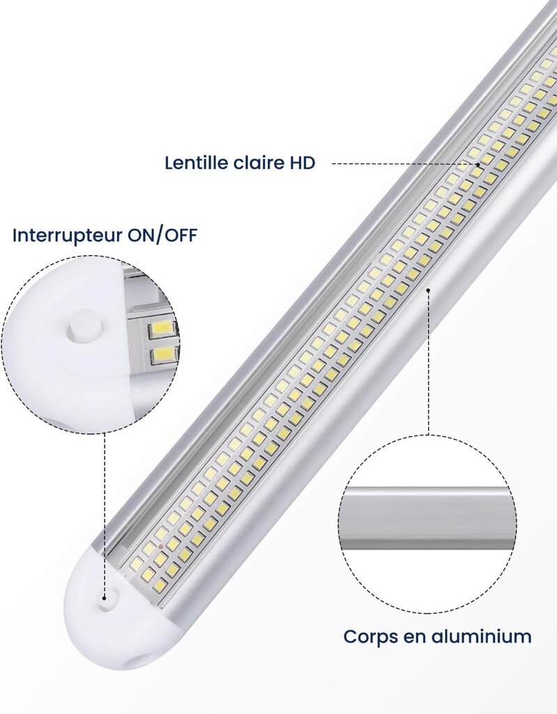 12v LED riba, Led auto salongivalgusti 12v, LED ribavalgusti, lülitiga matkaauto kööki, 6500K 1800LM ülihele, 4 цена и информация | Autotuled | kaup24.ee