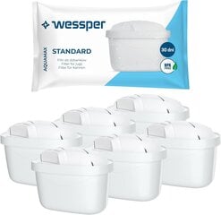 Wessper - Картридж фильтра для воды, совместимый с кувшином для воды Brita Maxtra, фильтром из активированного угля и ионообменной смолы, 5 шт. в упаковке, белый цена и информация | Фильтры для воды | kaup24.ee