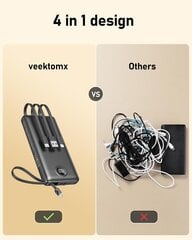 VEEKTOMX Power Bank 10000mAh, must hind ja info | Akupangad | kaup24.ee