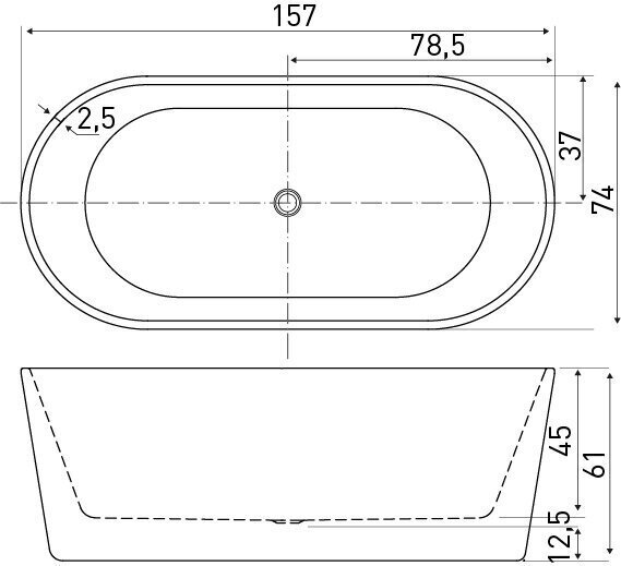 Vabalt seisev vann Kerra Nora 157x74 cm цена и информация | Vannid | kaup24.ee