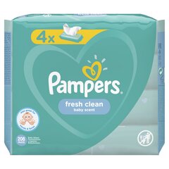 Salvrätikud Pampers Fresh Clean, 4x52 tk hind ja info | Niisked salvrätikud | kaup24.ee