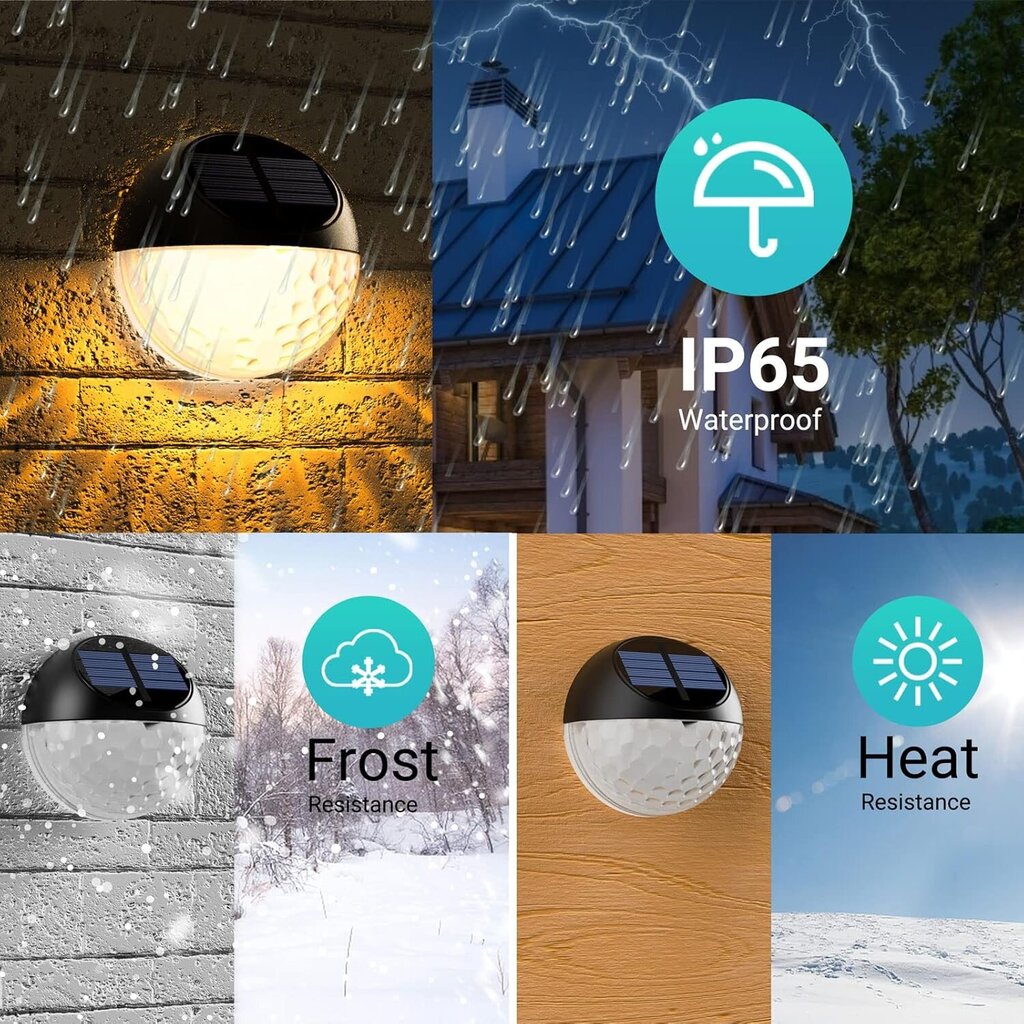 4 LED päikesevalgusti komplekt välisseinavalgusti IP65 veekindel dekoratiivne seinavalgusti soe valge valgus, terrassi seinaaia lamp hind ja info | Seinavalgustid | kaup24.ee