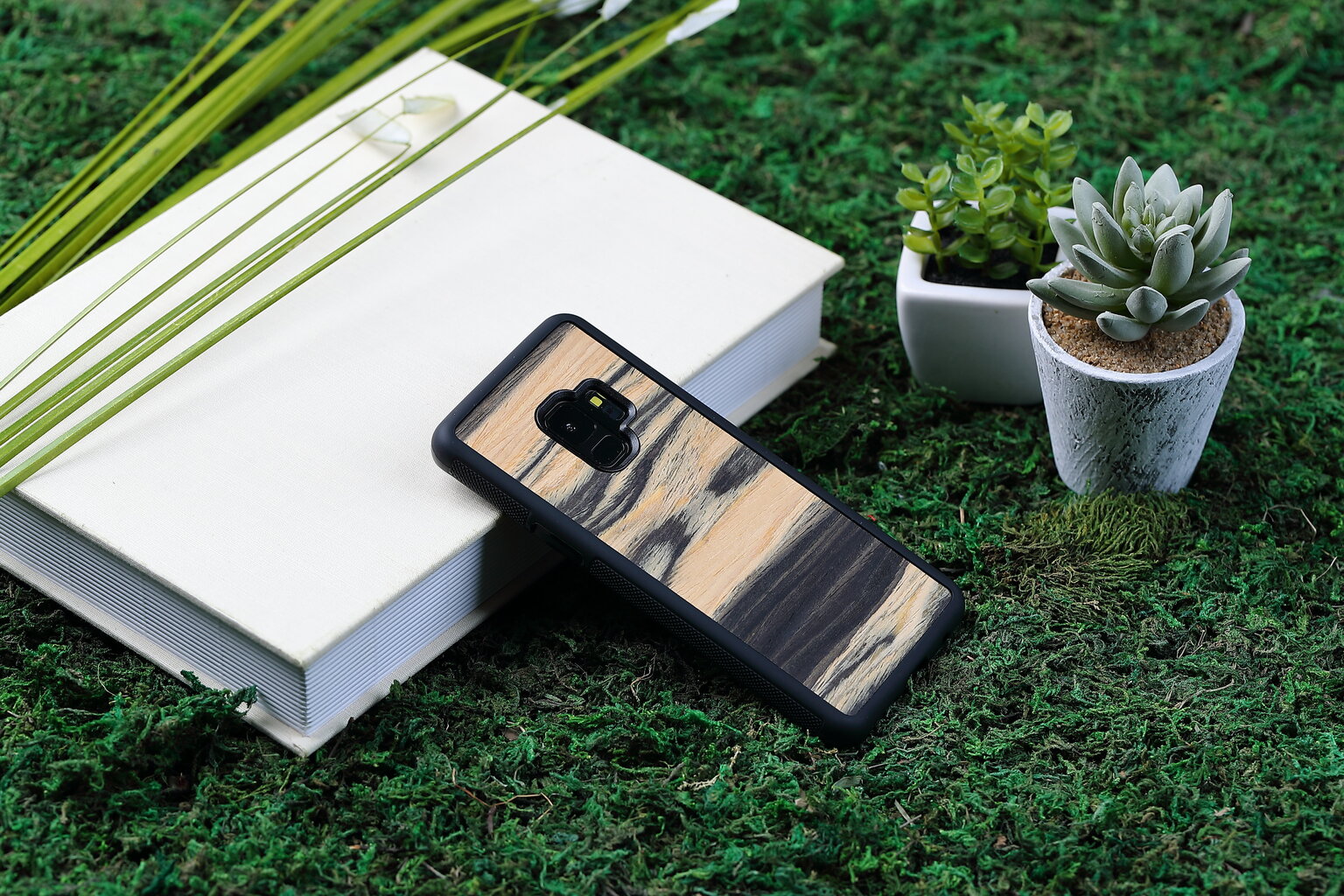 Mobiiltelefoni tagus Man&Wood sobib Samsung Galaxy S9, White ebony, Must hind ja info | Telefoni kaaned, ümbrised | kaup24.ee
