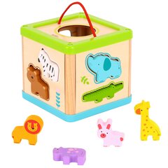 Puidust sorteeriv mängukuubik loomadega Tooky Toys L-TL642 hind ja info | Arendavad mänguasjad | kaup24.ee