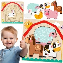 Puidust mitmekihiline puslelaud lastele Tooky Toys L-TH623 7 tk цена и информация | Развивающие игрушки | kaup24.ee