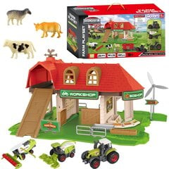 Farm Woopie L-45487, 6 traktorit ja 3 loomafiguuri цена и информация | Игрушки для мальчиков | kaup24.ee