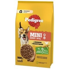 Pedigree Mini täiskasvanud koerte kuivtoit linnuliha ja juurviljadega, 500 g x 6 tk hind ja info | Kuivtoit koertele | kaup24.ee