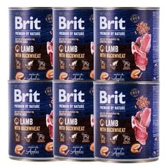 BRIT Premium Koerakonserv, lammas ja tatar 800g x 6 tk цена и информация | Консервы для собак | kaup24.ee