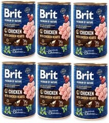 BRIT Premium Koerakonserv, kana südamed 800g x 6 tk hind ja info | Konservid koertele | kaup24.ee