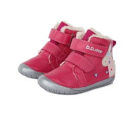 Осенне-зимние кожаные ботинки с тёплой подкладкой для девочки D.D.Step Barefoot W070-328A, Pink. цена и информация | Детские сапоги | kaup24.ee