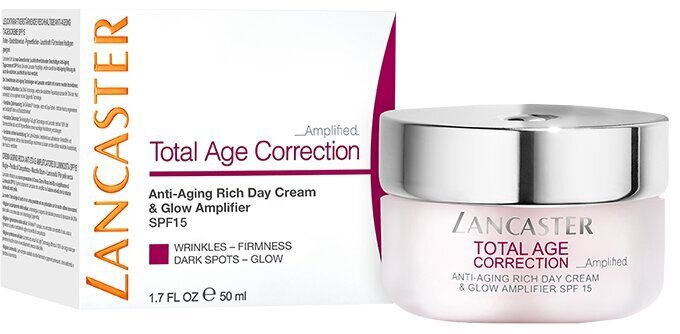 Päevakreem vananemisilmingute leevendamiseks Lancaster Total Age Correction SPF15 50 ml hind ja info | Näokreemid | kaup24.ee