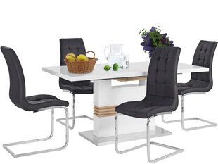 Комплект мебели для столовой Notio Living Pavlos 160/Lola, черный/белый цена и информация | Комплекты мебели для столовой | kaup24.ee