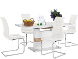Комплект мебели для столовой Notio Living Pavlos 160 / Lola, белый цена и информация | Комплекты мебели для столовой | kaup24.ee