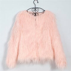 (xxL-Peach Pink) Uus karvane karvane mantel Naiste kohev soe pikkade varrukatega ülerõivad sügistalve mantel jakk Karvane kraeta mantel Oversize 3XL цена и информация | Женские пальто | kaup24.ee