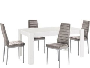 Комплект мебели для столовой Notio Living Lori 160/Kota, белый/серый цена и информация | Комплекты мебели для столовой | kaup24.ee