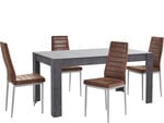 Комплект мебели для столовой Notio Living Lori 160/Kota, темно-серый/коричневый