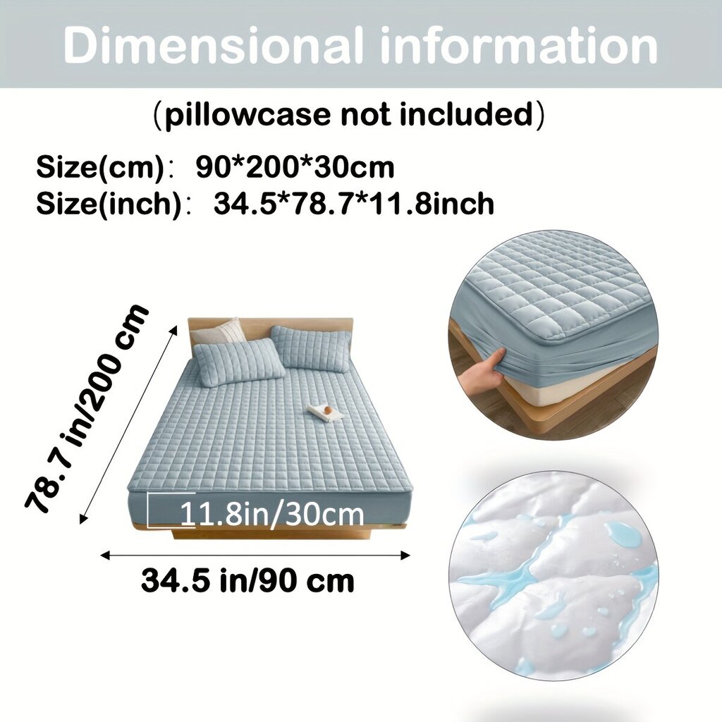 '1tk Tepitud Veekindel Madratsikaitse (Ilma Padja Ja Süsita), Pehme Mugav Ühtlane Värv, Sügava Taskuga, Ainult Paigaldatav Voodi Leht' hind ja info | Toolipadjad ja -katted | kaup24.ee
