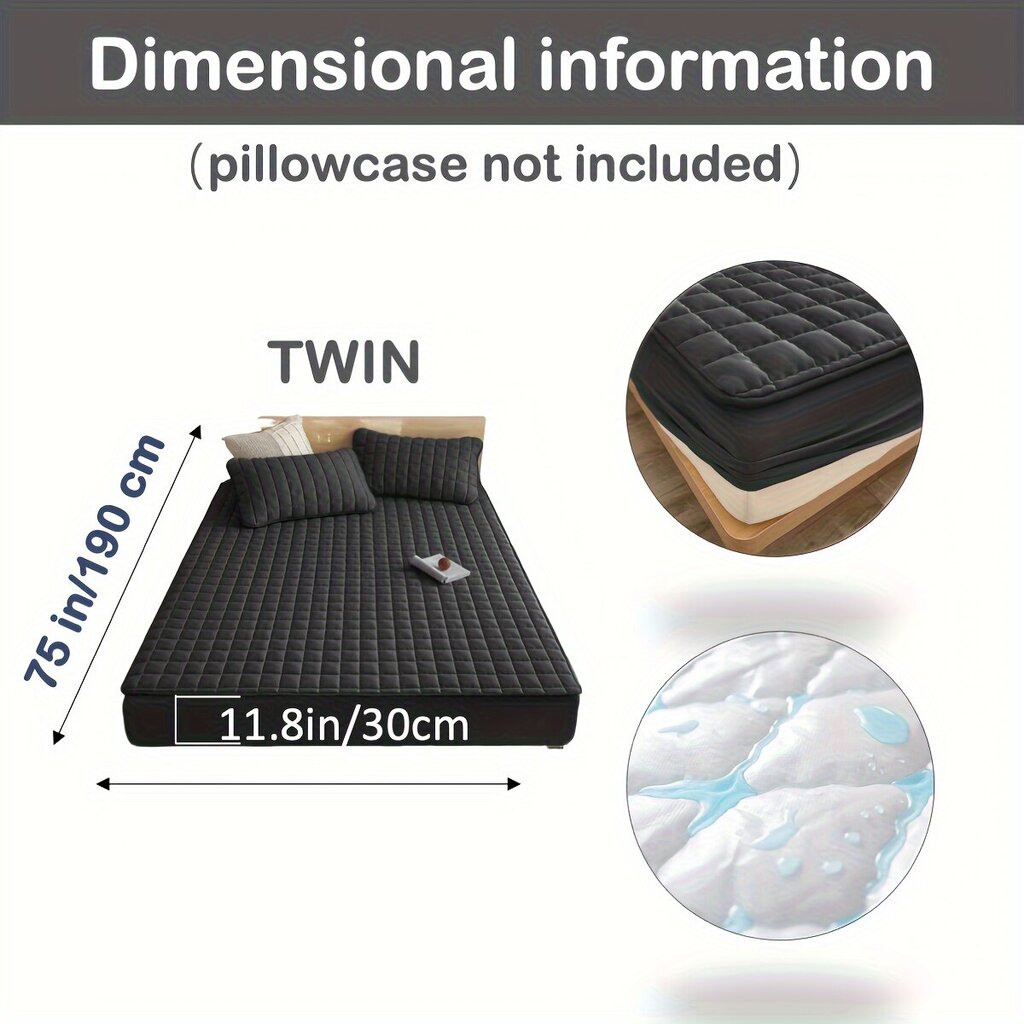 '1tk Tepitud Veekindel Madratsikaitse (Ilma Padja Ja Süsita), Pehme Mugav Ühtlane Värv, Sügava Taskuga, Ainult Paigaldatav Voodi Leht' hind ja info | Toolipadjad ja -katted | kaup24.ee