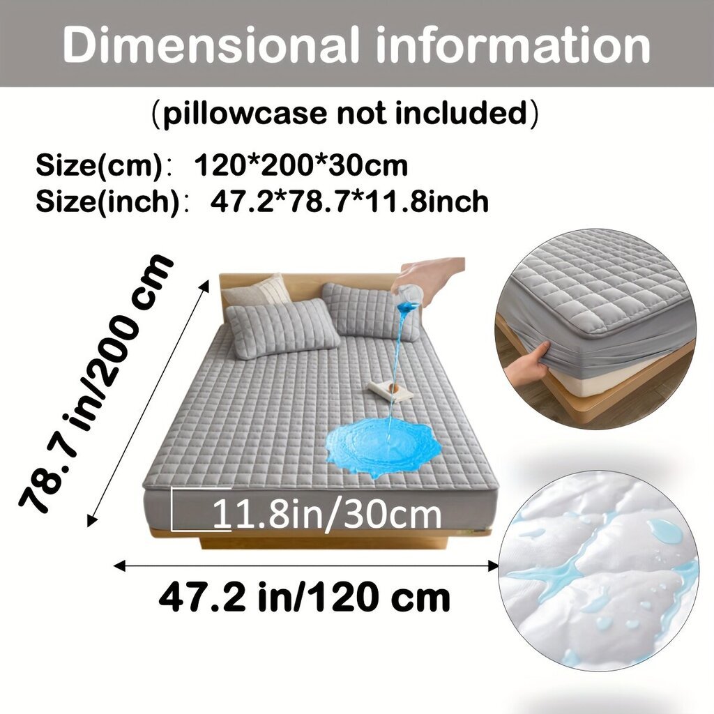 '1tk Tepitud Veekindel Madratsikaitse (Ilma Padja Ja Süsita), Pehme Mugav Ühtlane Värv, Sügava Taskuga, Ainult Paigaldatav Voodi Leht' hind ja info | Toolipadjad ja -katted | kaup24.ee
