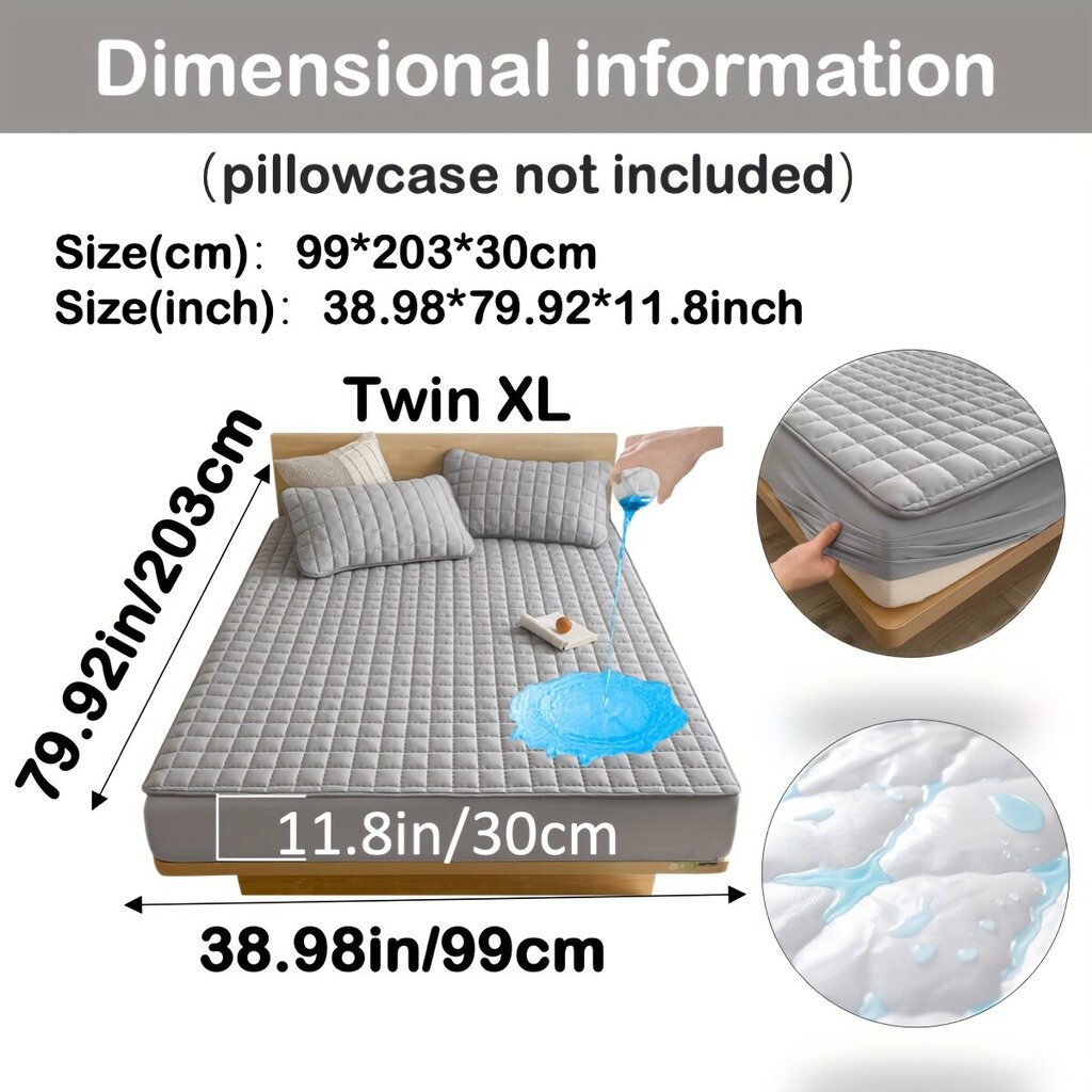 '1tk Tepitud Veekindel Madratsikaitse (Ilma Padja Ja Süsita), Pehme Mugav Ühtlane Värv, Sügava Taskuga, Ainult Paigaldatav Voodi Leht' hind ja info | Toolipadjad ja -katted | kaup24.ee