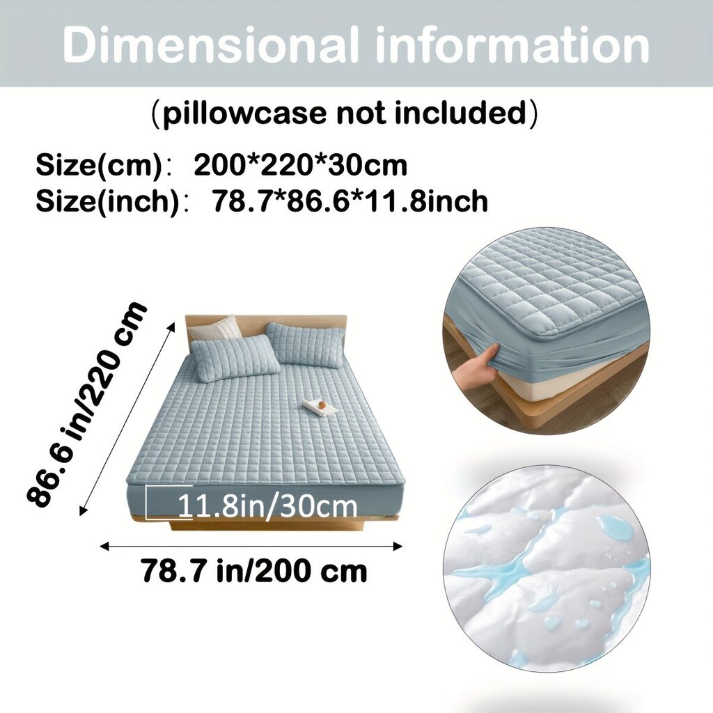 '1tk Tepitud Veekindel Madratsikaitse (Ilma Padja Ja Süsita), Pehme Mugav Ühtlane Värv, Sügava Taskuga, Ainult Paigaldatav Voodi Leht' hind ja info | Toolipadjad ja -katted | kaup24.ee