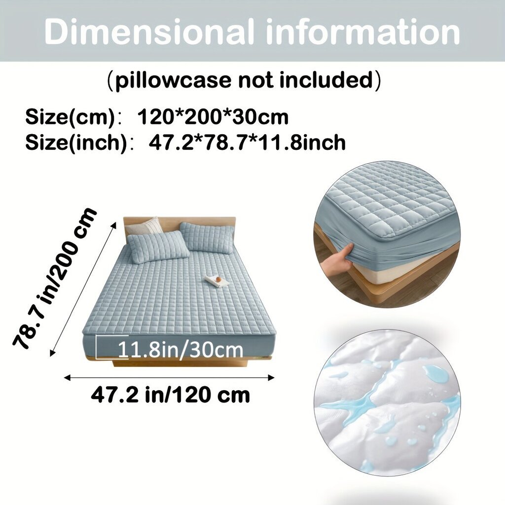 '1tk Tepitud Veekindel Madratsikaitse (Ilma Padja Ja Süsita), Pehme Mugav Ühtlane Värv, Sügava Taskuga, Ainult Paigaldatav Voodi Leht' hind ja info | Toolipadjad ja -katted | kaup24.ee