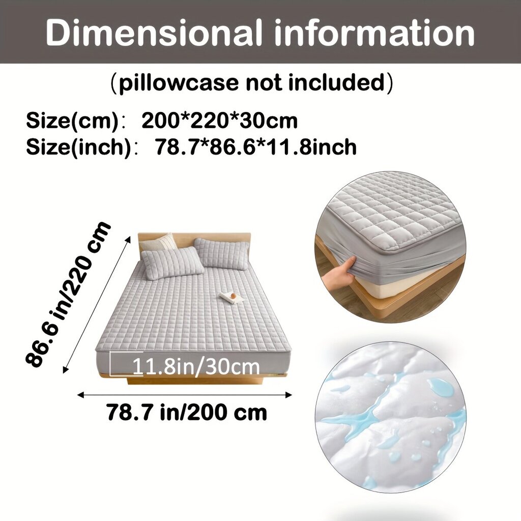 '1tk Tepitud Veekindel Madratsikaitse (Ilma Padja Ja Süsita), Pehme Mugav Ühtlane Värv, Sügava Taskuga, Ainult Paigaldatav Voodi Leht' hind ja info | Toolipadjad ja -katted | kaup24.ee