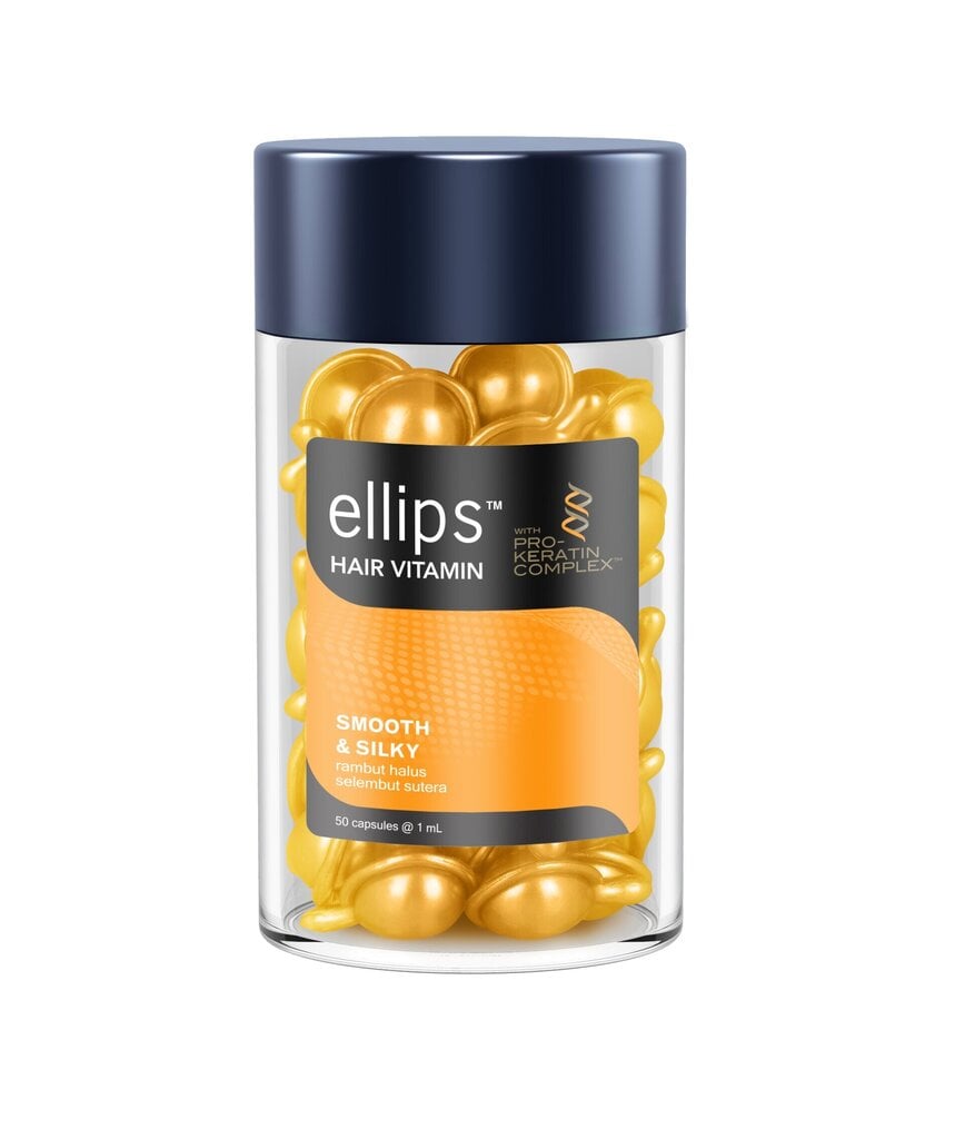 ELLIPS Smooth & Silky Pro Keratin vitamiinid koos keratiiniga niiskuse taastamiseks, kapslid 1 ml x N50 цена и информация | Maskid, õlid, seerumid | kaup24.ee