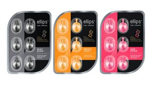 ELLIPS Silky Black Pro Keratin vitamiinid tumedatele juustele keratiiniga, kapslid 1 ml x N6 hind ja info | Maskid, õlid, seerumid | kaup24.ee