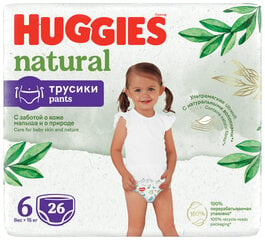 Подгузники-трусики Huggies Natural 6, 15+кг, 26 шт. цена и информация | Подгузники | kaup24.ee