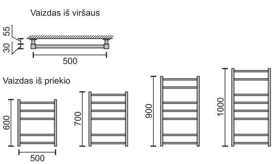 Käterätikuivati Rosela Kantata, 500x800 mm, 470W hind ja info | Vannitoa radiaatorid ja käterätikuivatid | kaup24.ee