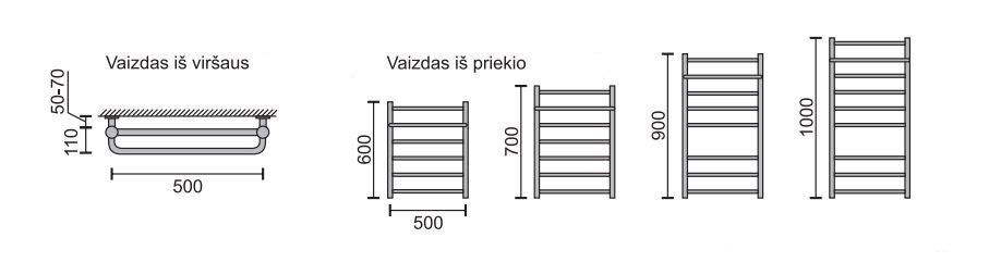 Käterätikuivati riiuliga Rosela Viktorija Plus, 500x900 mm hind ja info | Vannitoa radiaatorid ja käterätikuivatid | kaup24.ee